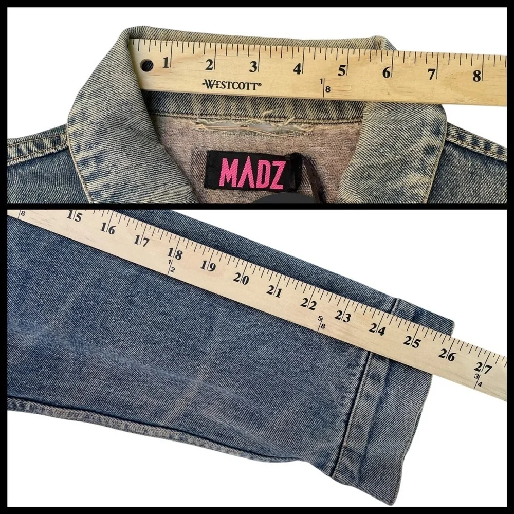 Diesel x Madz tattoo Custom Denim Jacket XXL Rock Gothcore Bikercore Plus Size - Picture 15 of 17